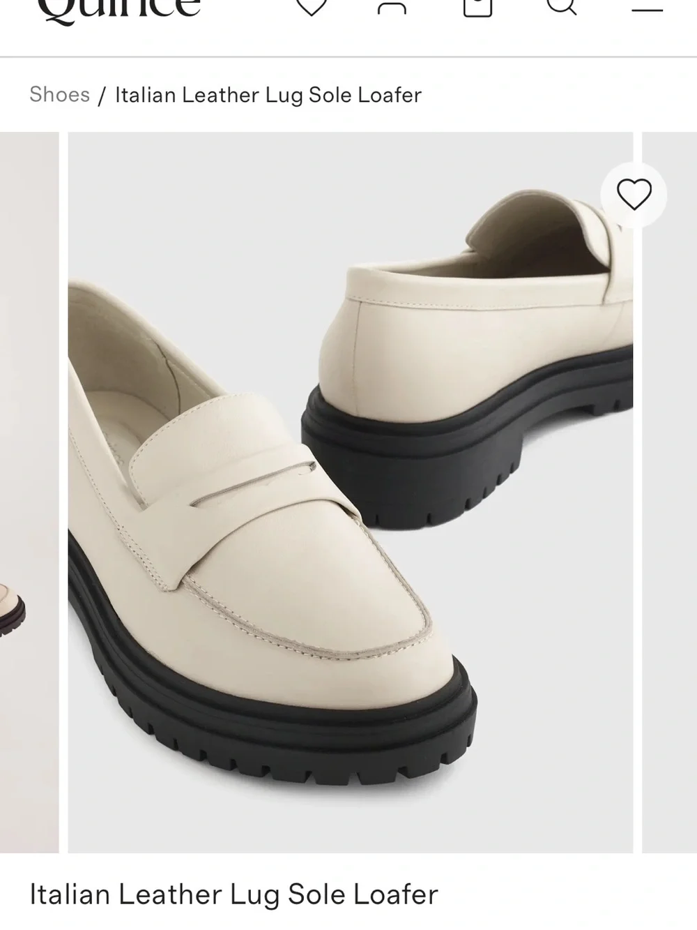 Quince Cream Italian Leather Lug Sole Loafer